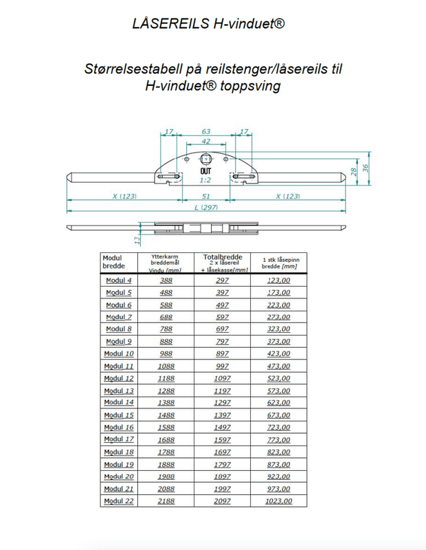 H-vinduet® Reilstenger 5x10 H/V