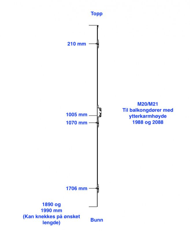 Espagnolettsystem for H-Balkongdøren M20/M21