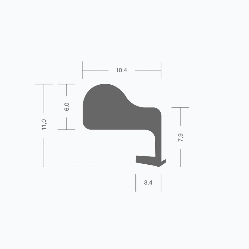 Tetningslist P-profil Sort (metervare)